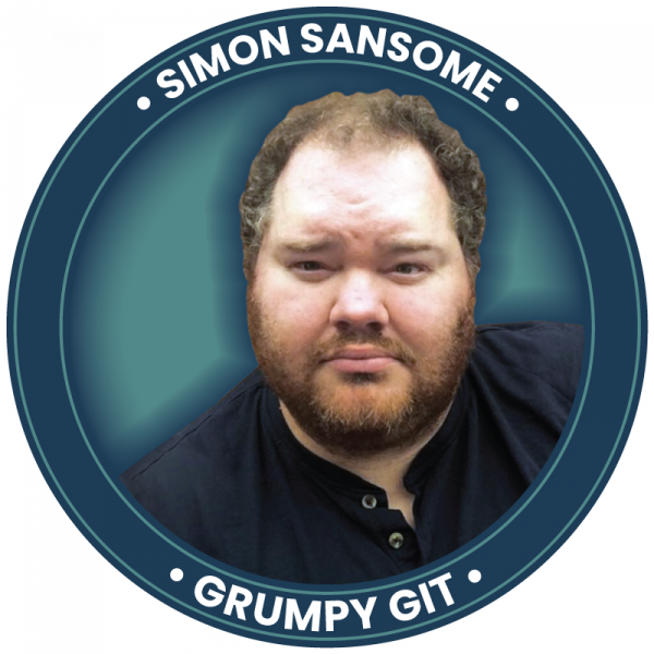 Circular Headshot of Simon Sansome, Grumpy Gits host.