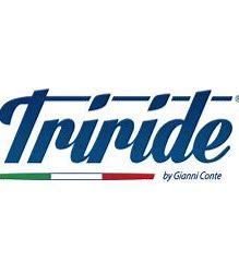Dark blue letter saying triride with green, white and red stripes underneath symbol of the italian flag