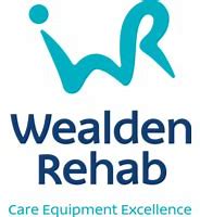 wr in light blue, on top of a dark blue writing saying wealden rehab