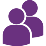 A purple icon depicting two people