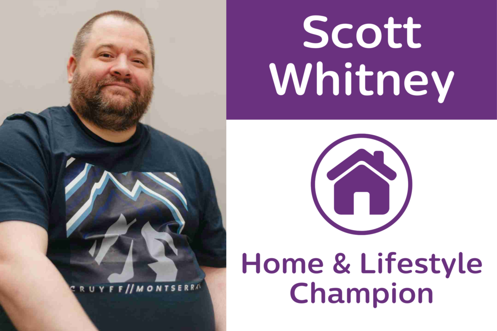 Headshot of Scott Whitney, alongisde the Home & Lifestyle icon and his title as champion.